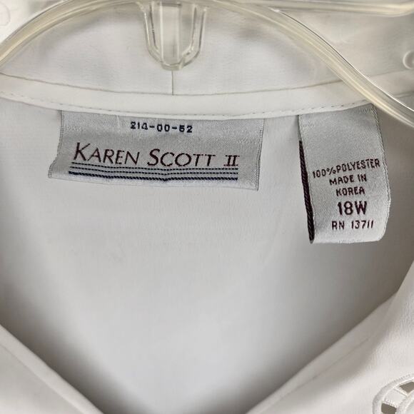 Karen Scott II White Blouse with Embellished Collar - Size 18W 0223 - Picture 6 of 8